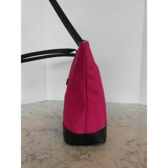 Michael Kors Sport Nylon Large Top Zip Tote Wild Berry/black - Picture 3 of 8